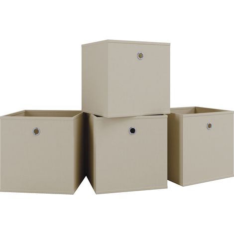 VCM Set di 4 Scatole Pieghevoli Scatola Pieghevole in Tessuto Scatola Pieghevole Dimensioni ca. A. 28 x L. 27 x T. 27 cm Regalbox - Boxas (Bianco) (1/3)