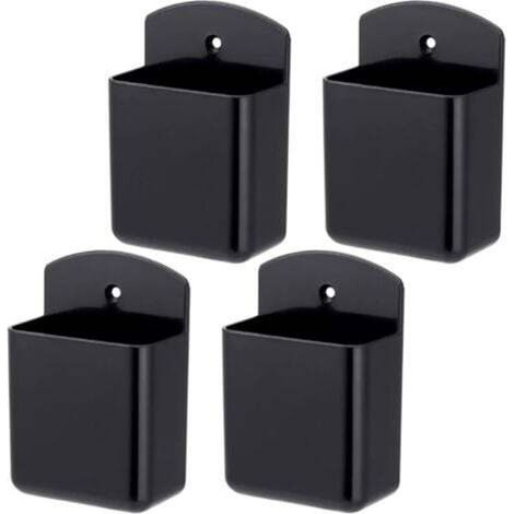 Boîte De Rangement Autocollante - Pour Télécommande Brosse Stylo - Support Mural Sans Perçage - Noir - 4 Pièces (1/5)