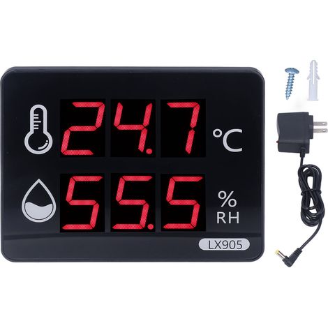 Thermomètre numérique multifonction température et humidité, indicateur avec prise US 100‑240V (1/5)