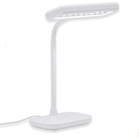Leuchten - Lampe de bureau à LED, lumière du jour 6500 Kelvin, 800 lumen, 7,5 Watt, cou orientable et pivotant, blanc, 44 x 23 x 12 cm (1/5)