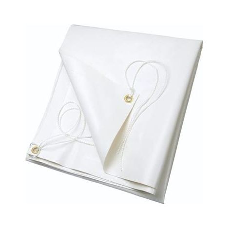 Destockoutils – Bâche de protection 3x5 m en PVC blanc 650gr/m² – Imperméable et anti-UV – Coins renforcés – Œillets en laiton tous les 100 cm (1/2)