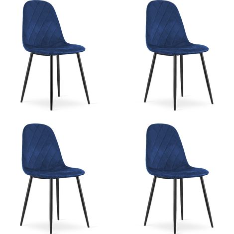 Sedia Valora DAPI in velluto blu navy, design moderno x4 (1/5)