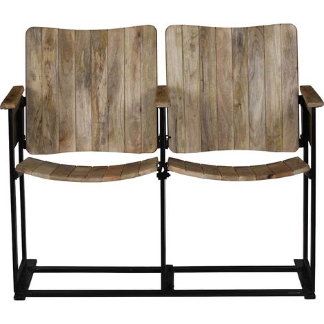 Maison Exclusive - 2-Sitzer-Bank Massivholz Mango und Stahl