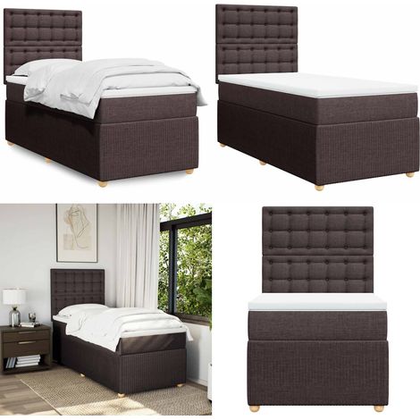 vidaXL Sommier à lattes de lit avec matelas Marron foncé 90x200 cm