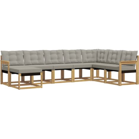 Set di divani da esterno 8 pcs Bianco e Grigio Chiaro vidaXL