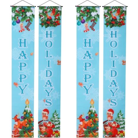 4pièces Bannière De Noël Décoration De Porte Accueillante pour Fêtes Décorations Murales Colorées pour Accueil Et Bureau (1/5)