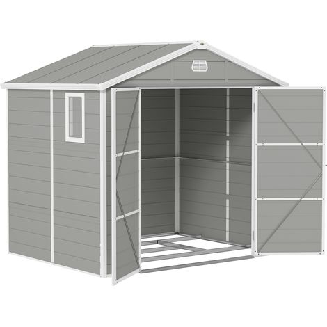 7.9ft x 6.2ft Aluminium Frame and Plastic Wall Shed, with Foundation - Light Grey