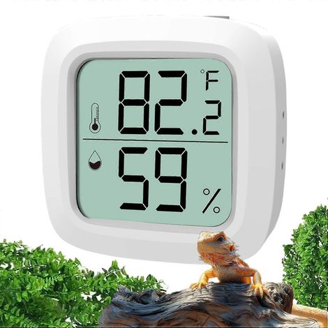 Thermomètre et hygromètre pour reptiles – Appareil de mesure numérique LCD rapide et précis de la température et de l'humidité pour terrariums de dragons barbus, lézards, serpents, tortues, etc. (1/5)