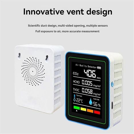 Détecteur de CO2 rechargeable USB noir-- (1/5)