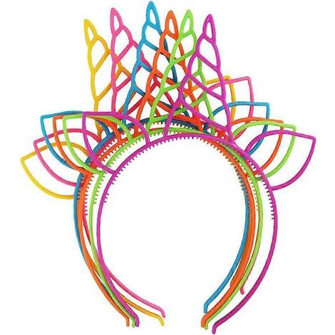 18 Einhorn-Haarreifen aus Kunststoff, niedliche Haarspangen, Partyaccessoires und Dekorationen für Kinder (dunkle Farben) – 23,00 x 16,00 x 0,30 cm (1/4)