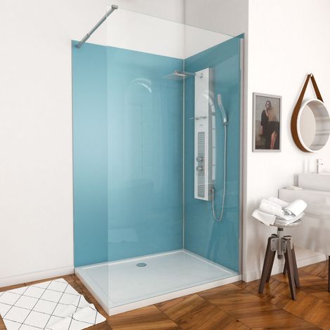Paneles murales Azul 120+90 - Perfiles cromados y Plato acrilico 120x90