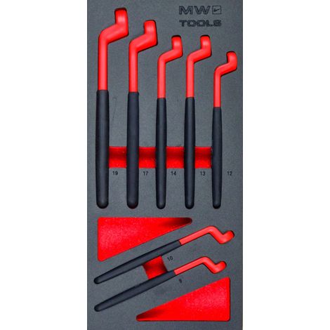 Jeu de clés polygonales 8-19 mm 7 pièces module en mousse pour servante d'atelier MW Tools MWERI8197
