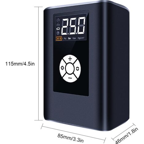 Bomba de aire portátil, multifuncional e inalámbrica con pantalla digital de 2,5 pulgadas, 120 W, 40 L/min, para coches y bicicletas. Indicador de presión y recarga automática. (1/3)