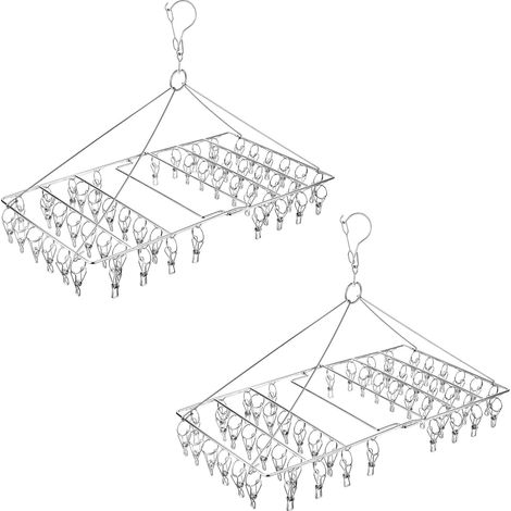 Séchoir à chaussettes 2 pièces, étendoir à linge carrousel avec 40 pinces, mini corde à linge, petit cintre à chaussettes, porte-chaussettes pliable, portant pour chaussettes, sous-vêtements, petits v (1/5)