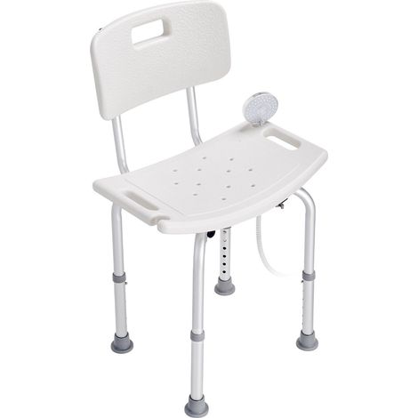 Chaise de Douche Réglable pour Personnes Âgées, Support Dorsal, Siège Antidérapant, Capacité 1588 kg, Design Sans Accoudoirs (1/5)
