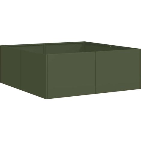 Maison Exclusive - Pflanzkübel Olivgrün 80x80x30 cm Stahl