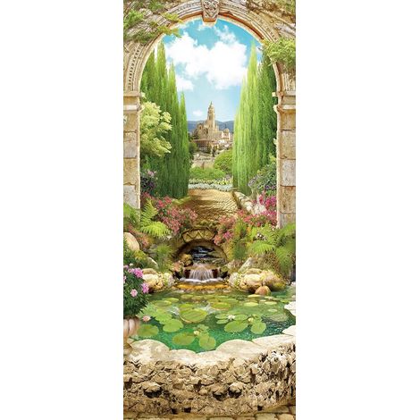 Film adhésif pour porte - Sticker de porte - PVC - Repositionnable - Support prêt à coller - Film autocollant pour meubles - Décoration intérieure - Pour chambre, salon et couloir - Papier peint autoc (1/5)