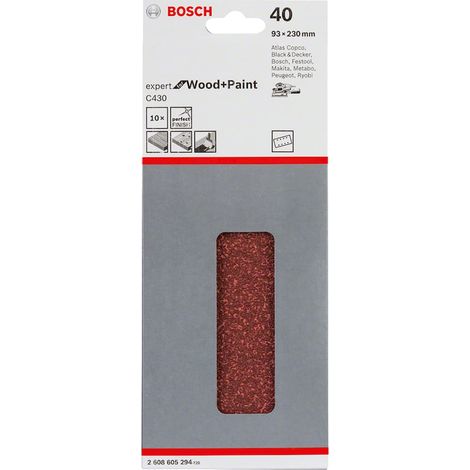 2608605294 - Set 10 Foglio abrasivi C430, 93 x 230 mm, P40, EXPERT for LEGNO+VERNICE