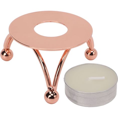 Bougeoir rétro en or rose pour cire fondante, support tripode portable résistant aux hautes températures, idéal pour artisanat et scellement de cire. (1/5)