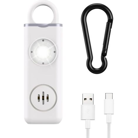 Persönlicher Alarm, 130dB Selbstverteidigungssirene, Sicherheits-Schlüsselanhänger, LED-Blinklichtsignal, Notfallwarnung (1/5)