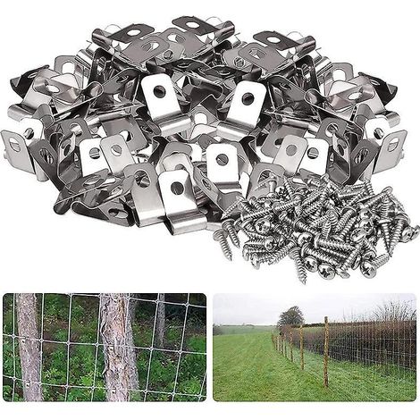 100 Clips En Acier Inoxydable Pour L'installation De Fils Souds Sur Des Cltures En Bois Clips Pour Cltures De Btail En Mtal, Clips Pour Cltures En (1/4)
