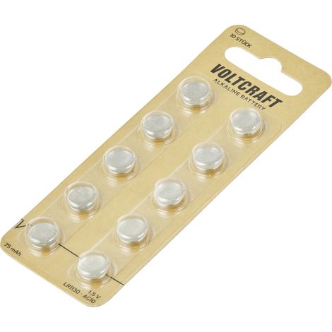 VOLTCRAFT Knopfzelle LR1130 1.5 V 10 St. 75 mAh Alkali-Mangan AG10