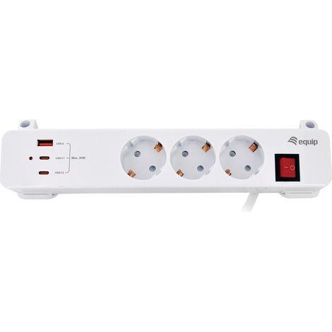 Equip Steckdosenleiste 3xSchuko/2xUSBC/USBA+Switch CL Pla. (245556)