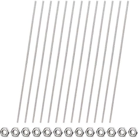 26 tiges filetées de 8/32 pouces et écrous hexagonaux, tige entièrement filetée en acier inoxydable de 12 pouces pour piquets de jardin perlés (1/5)