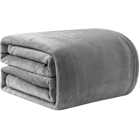 Couvertures et Plaids Gris 150x200cm Couverture en Flanelle, Couverture Chaude de Canapé, Jete de lit, utilisable des Deux côtés (1/5)