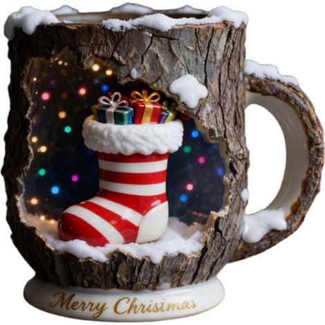 Tasse De Noël - Finition Craquelée En Céramique - Compatible Micro-ondes Et Lave-vaisselle - 110 mm x 95 mm - Motif Forêt Magique - 1 Pièce (1/5)