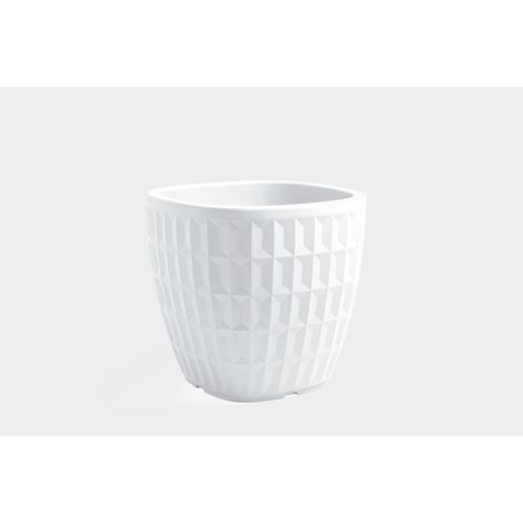 Vaso TYLE quadrato in resina 30 cm - arredo moderno giardino fioriera - Colore: Bianco