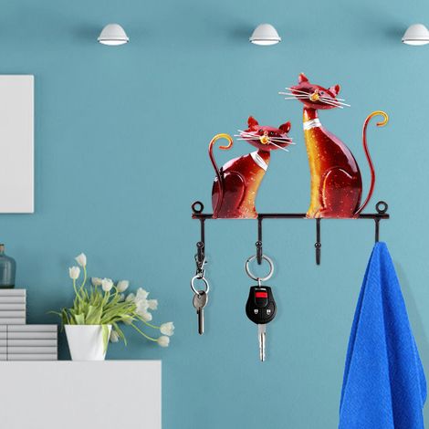 Porte-manteau mural vintage en forme de chat pour manteaux et chapeaux, décoration murale pour maison ou bureau. (1/5)
