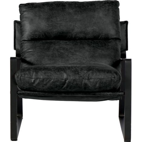 Fauteuil club tissu anthracite et métal noir Casita TORSTEN 80cm (1/4)