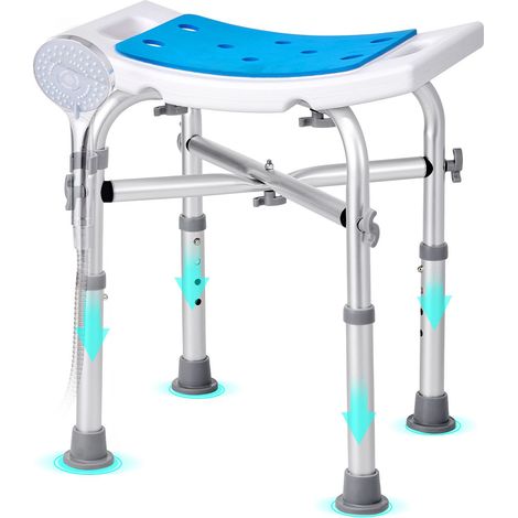 Chaise de douche réglable en hauteur, tabouret avec barre transversale, siège antidérapant pour baignoire, capacité 226,8 kg, pour personnes âgées ou à mobilité réduite. (1/5)