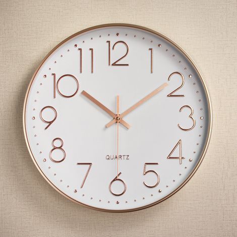 Orologio da parete rotondo, 30 cm, piccolo orologio da parete, design classico, a batteria, bianco (1/3)