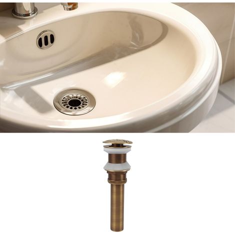 [Accesorio de desagüe] Desagüe de fregadero de cobre antiguo con filtro emergente y protección antiobstrucción para uso doméstico y de cocina. (1/5)