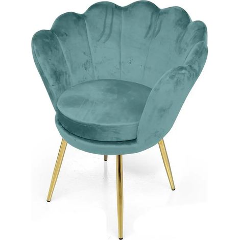 Fauteuil en velours bleu/vert 58x67x79