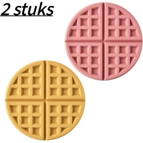 Lot de 2 dessous de verre ronds en silicone rose et jaune résistants à la chaleur jusqu à 230 °C antidérapants diamètre 16,5 cm pour protéger tables plans de travail et autres surfaces (1/5)