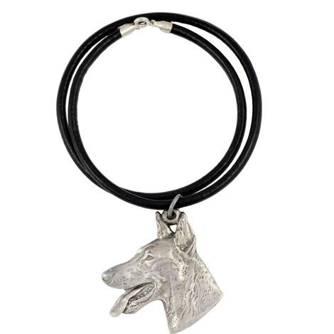 Doberman, Dobermann - collar para perros, colgante bañado en plata para amantes de los perros, joyería única de Art-Dog (1/5)