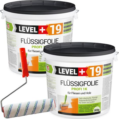 LEVEL+ Flüssigfolie Dichtfolie Holz L+19 - 40KG + Farbroller