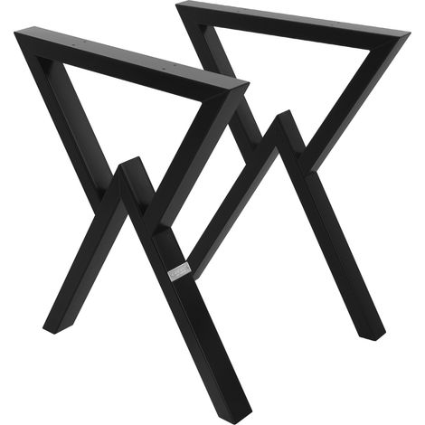 ML-Design 2 Stück Tischbeine 60xH72cm, Tischkufen X-Form, aus Stahl pulverbeschichtet, Schwarz, Industriedesign, Kufengestell für Esstisch/Schreibtisch, Tischgestell, Metall Möbelfüße für DIY-Projekte