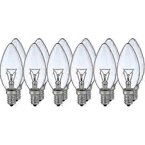 12 ampoules à incandescence classiques E14 de 40 W, blanc transparent