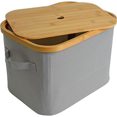Faltbarer Bambuskorb Aufbewahrungsbox Hellgrau 35x25x24 cm Aufbewahrungskorb (1/5)