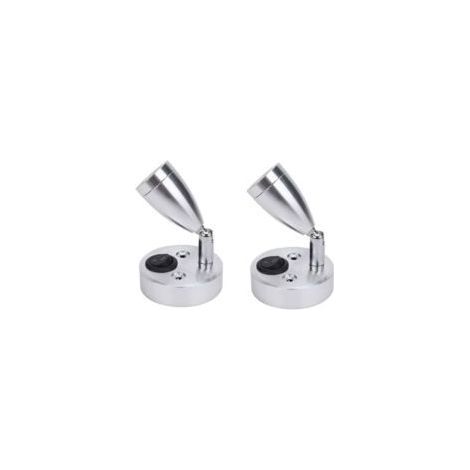 Convient pour deux spots LED 12V, appliques murales, lampes de lecture, lampes de chevet, interrupteurs réglables, éclairage intérieur de camping-car/caravane, camping-car de bateau (argenté, version (1/2)