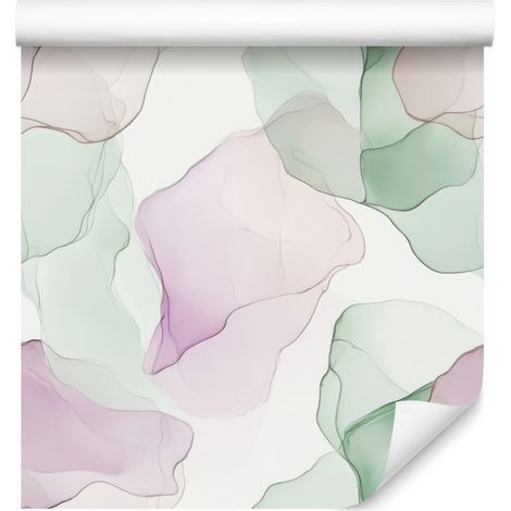 Papier peint encre blanc, gris clair et vert pour salon et chambre 50x1000 (1/5)