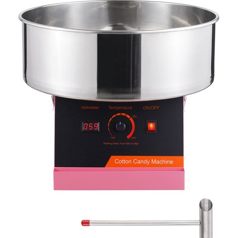 Machine à barbe à papa électrique 1000W, bol en acier inoxydable, cuillère à sucre incluse, idéale pour fêtes d'enfants et famille (Rose) (1/5)