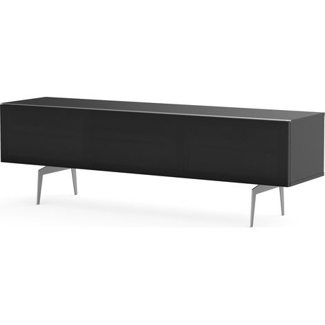 Meuble TV tissu acoustique et mélaminé noir Cairns 160 cm