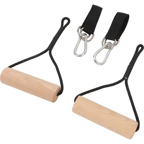 Anneaux de gymnastique en bois, poignées de traction portables, appareil de musculation des bras avec sac de rangement pour salle de sport extérieure à domicile. (1/5)