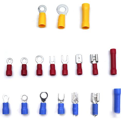 Lot de 300 connecteurs électriques à sertir, assortiment de cosses étanches en forme d'anneau, fourche et manchon isolés (1/3)