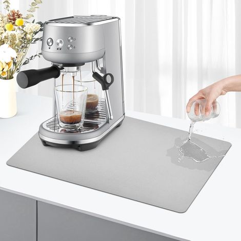 Tapis à café 43 x 120 cm - Tapis d'égouttement absorbant pour machine à café (gris clair) (1/5)